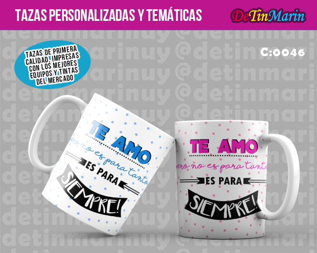 2 Tazas Regalo San Valentin "Te amo pero no es para tanto..." (Cod.0046)