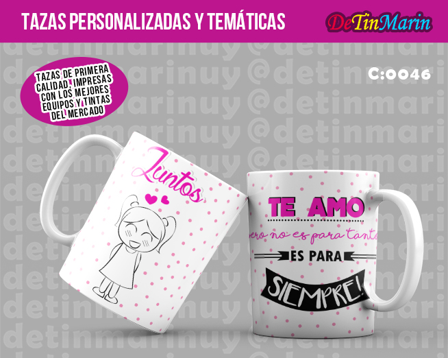 2 Tazas Regalo San Valentin "Te amo pero no es para tanto..." (Cod.0046) - Imagen 5