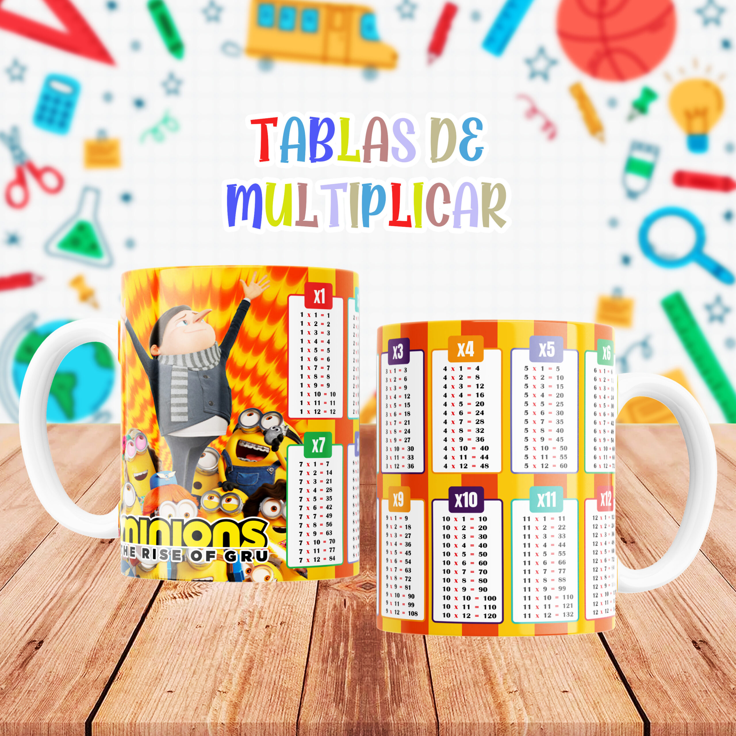 Taza con Tablas de Multiplicar - Los Minions (0135)