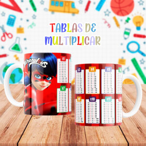 Taza con Tablas de Multiplicar - Ladybug - Miraculous (0136)