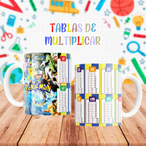 Taza con Tablas de Multiplicar - Pokemon (0140)