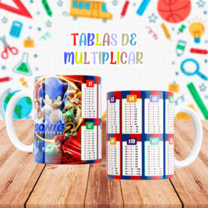 Taza con Tablas de Multiplicar -Sonic (0141)