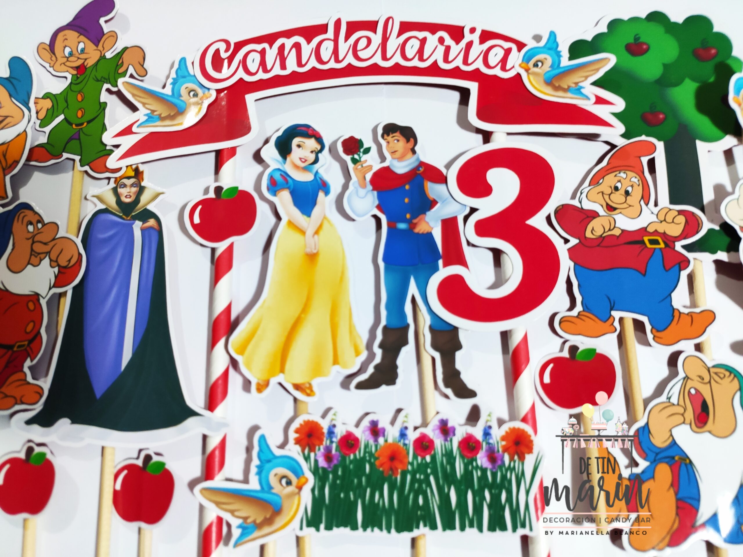 Topper de torta personalizado de Blancanieves