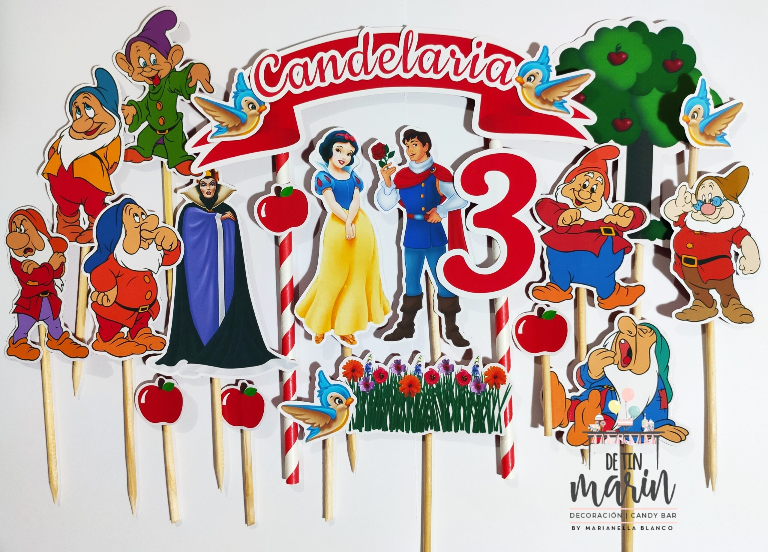 Topper de torta personalizado de Blancanieves - Imagen 4