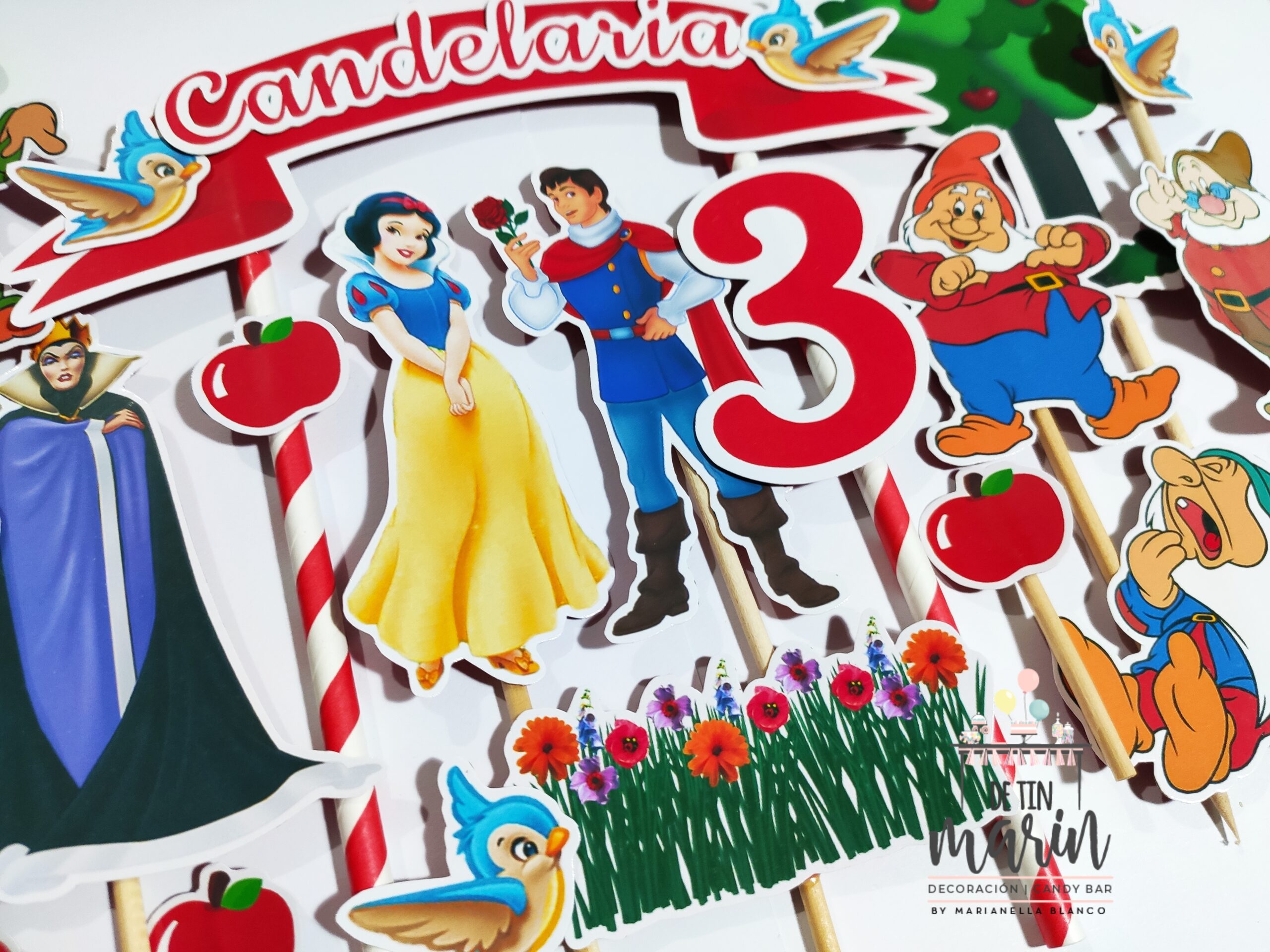 Topper de torta personalizado de Blancanieves - Imagen 3