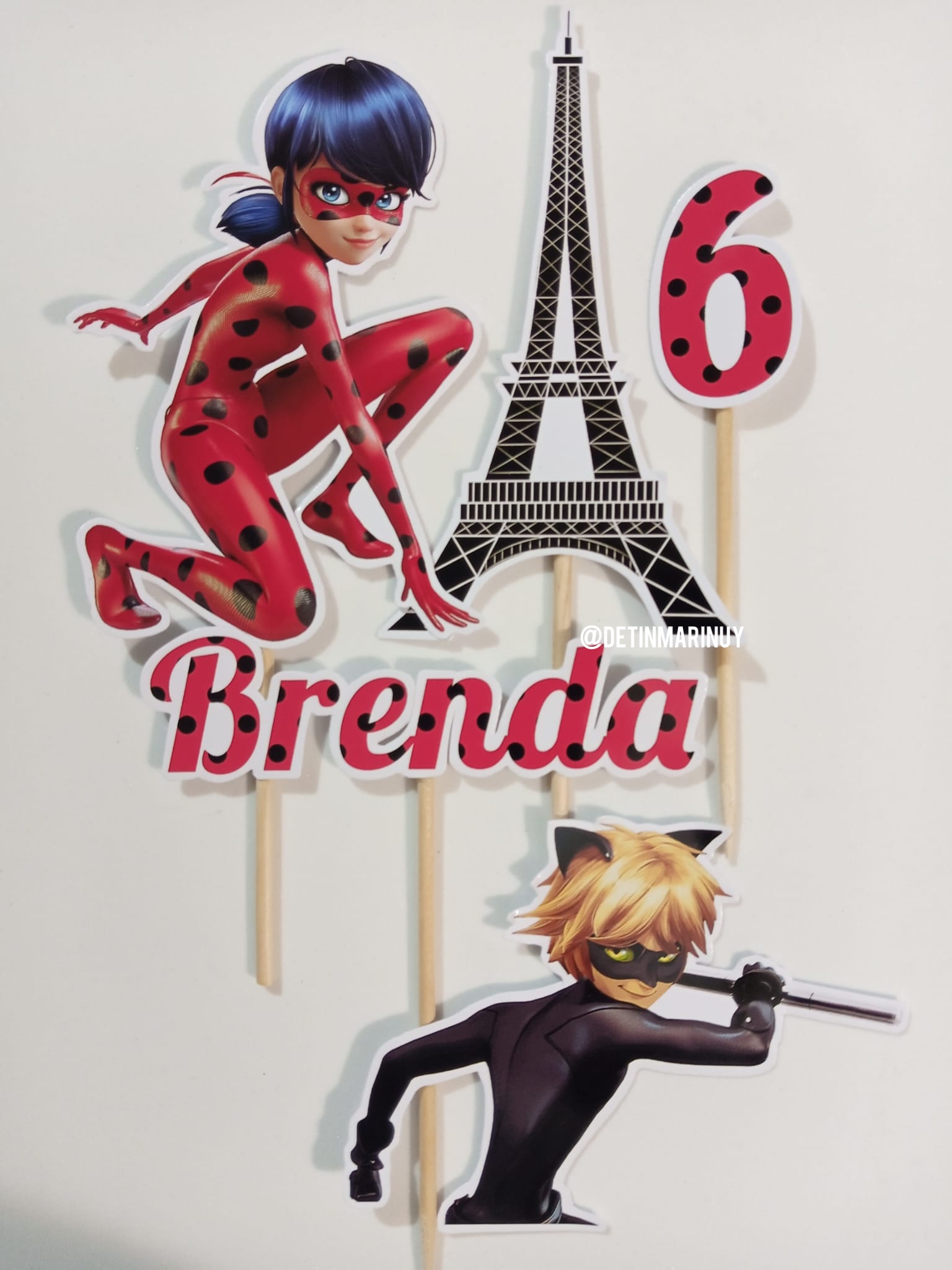 Topper de torta personalizado de Labybug y Cat Noir - Imagen 4