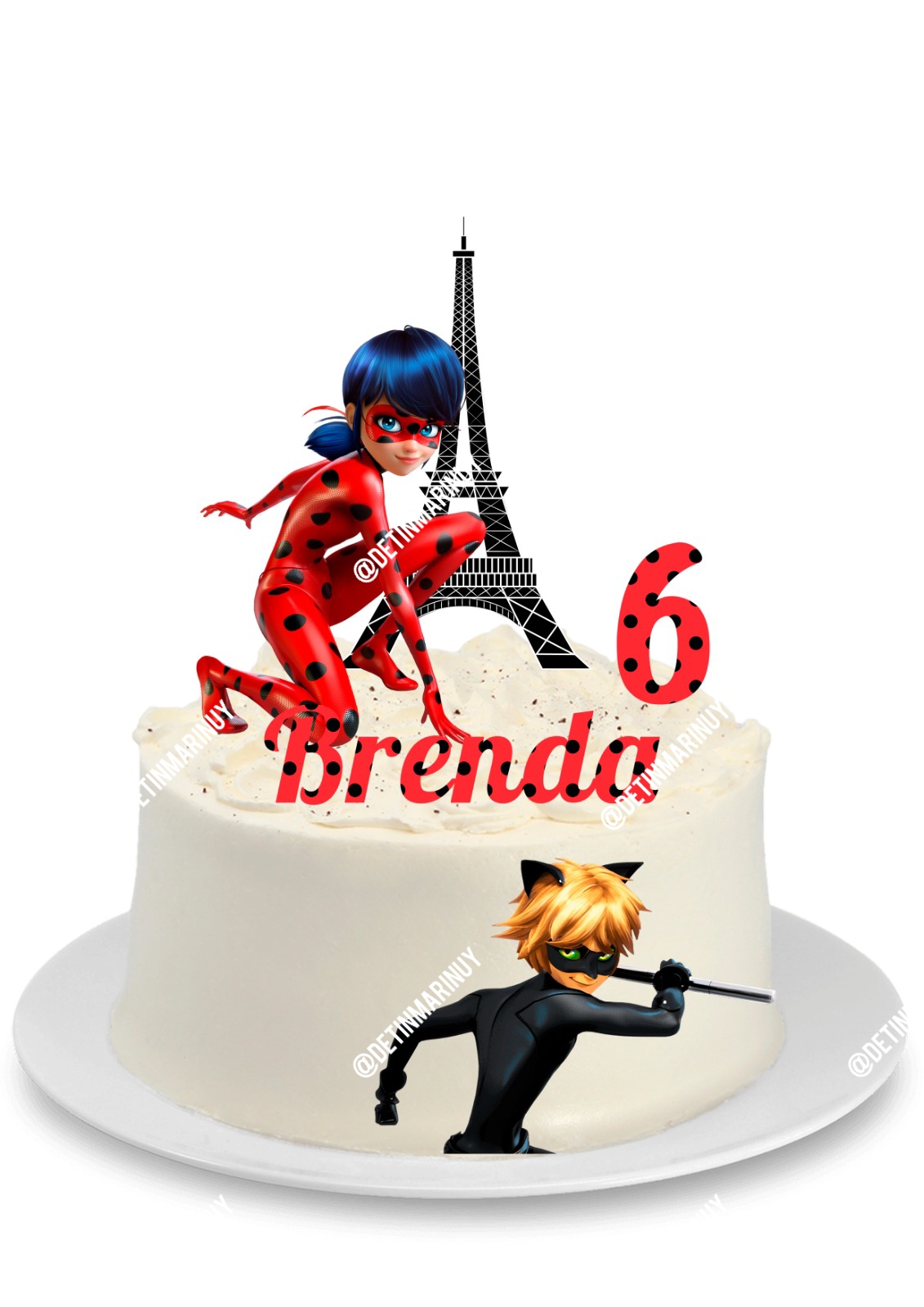 Topper de torta personalizado de Labybug y Cat Noir - Imagen 2