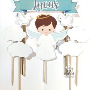 Topper de torta personalizado de Bautismo Angelito