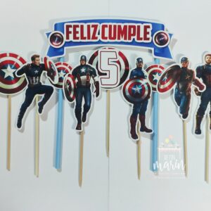 Topper de torta personalizado del Capitan America