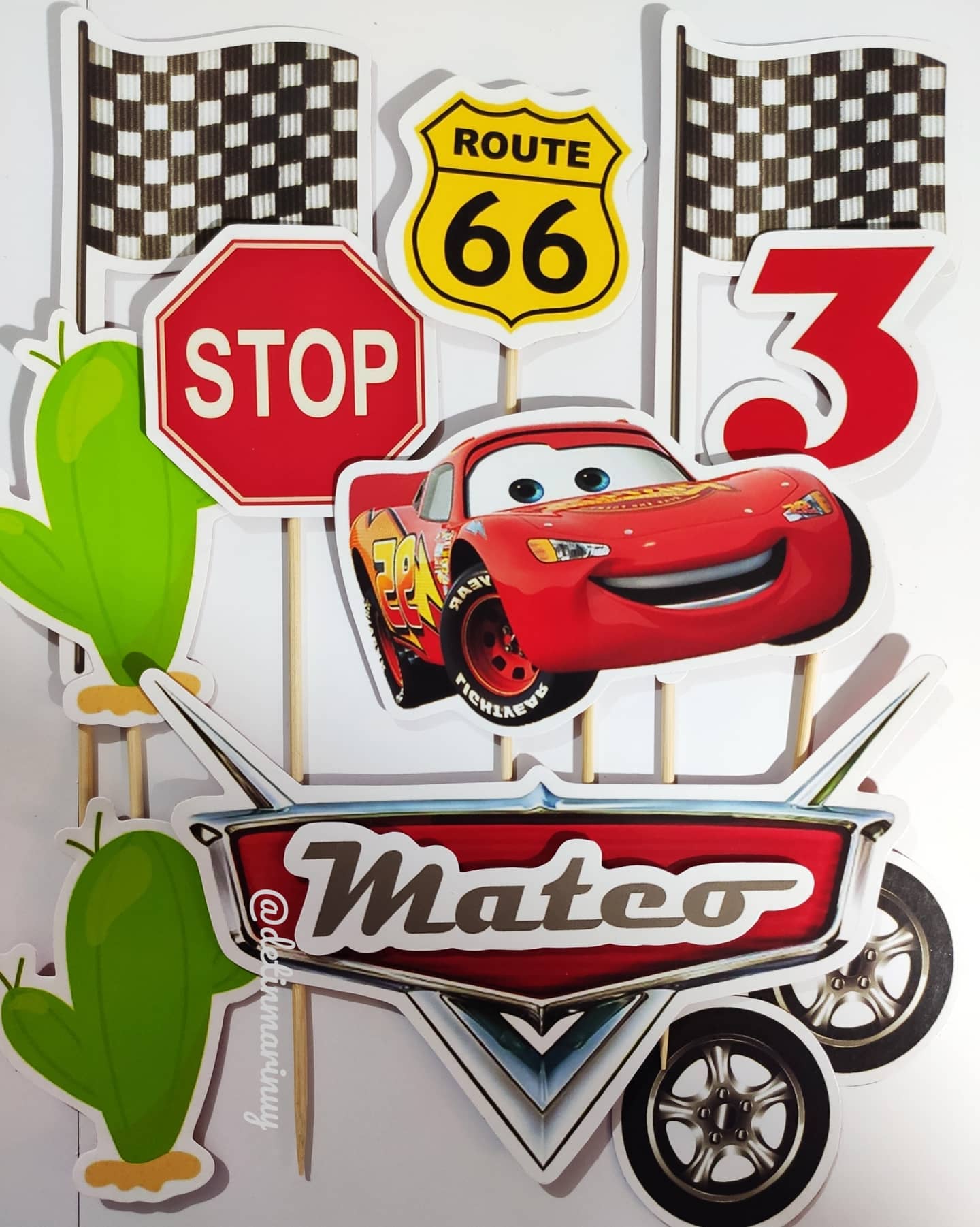 Topper de torta personalizado de Cars - Imagen 3