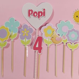 Topper de torta personalizado de Flores