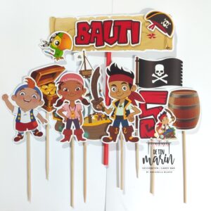 Topper de torta personalizado de Jake y los piratas del país de Nunca Jamás