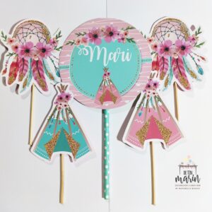 Topper de torta personalizado Atrapasueños y Carpitas