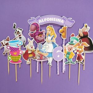 Topper de torta personalizado de Alicia en el País de las Maravillas