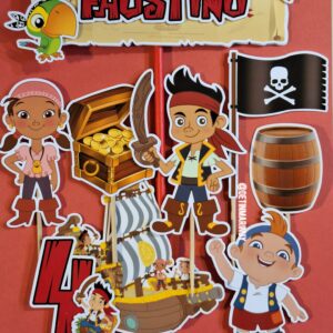 Topper de torta personalizado de Jake y los piratas del país de Nunca Jamás