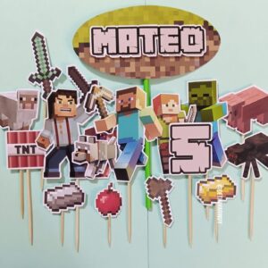 Topper de torta personalizado de Minecraft