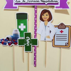 Topper de torta personalizado de Aux. de Farmacia Hospitalaria