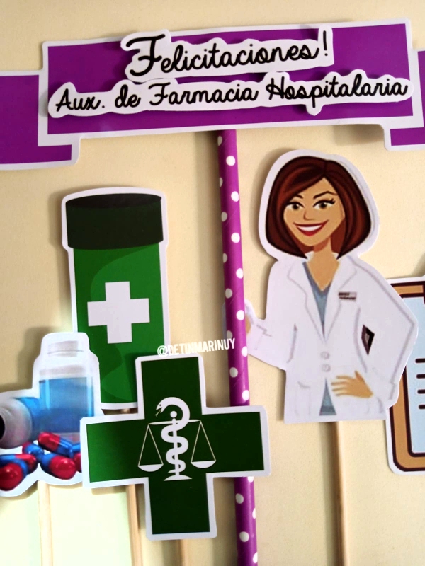 Topper de torta personalizado de Aux. de Farmacia Hospitalaria - Imagen 4