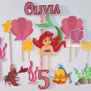 Topper de torta personalizado de La Sirenita