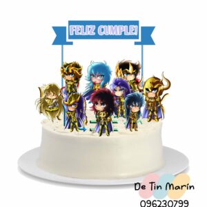 Topper de torta personalizado de Caballeros del Zodiaco Chibi