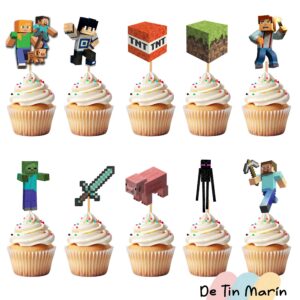 Topper de cupcakes Minecraft