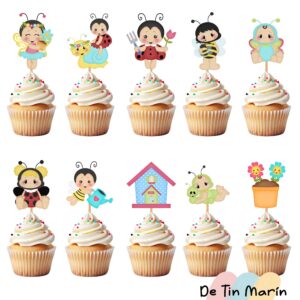 Toppers de Cupcakes de animales de jardin cute