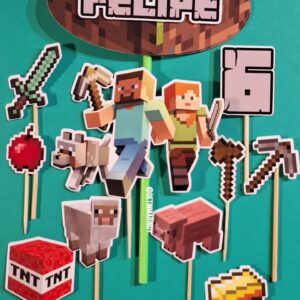 Topper de torta de Minecraft personalizado