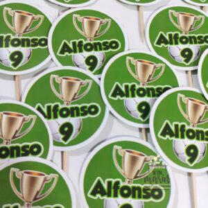 Toppers para Cupcakes de Fútbol personalizados - Pack x 25