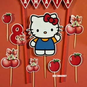 Topper de torta de Hello Kitty roja
