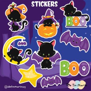 Stickers de Halloween – Gatitos Negros