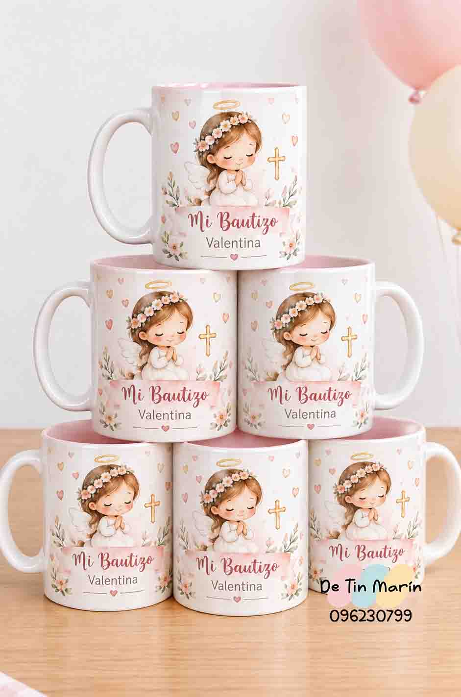 Tazas de bautismo niñas personalizadas