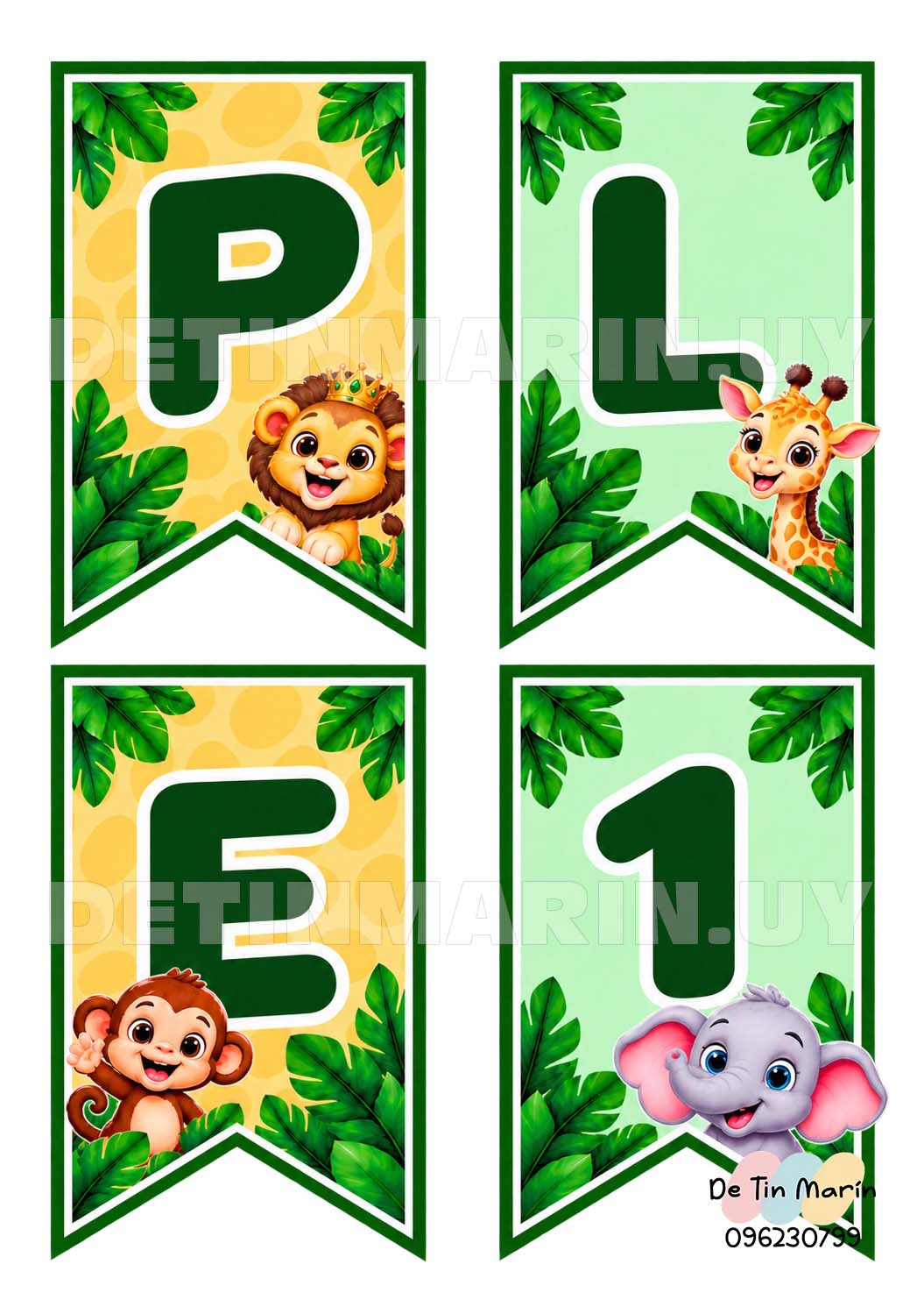 Banderines decorativos para colgar animales safari Feliz Cumple
