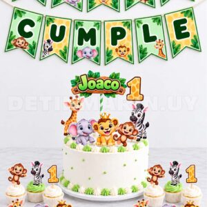 Banderines decorativos para colgar animales safari Feliz Cumple