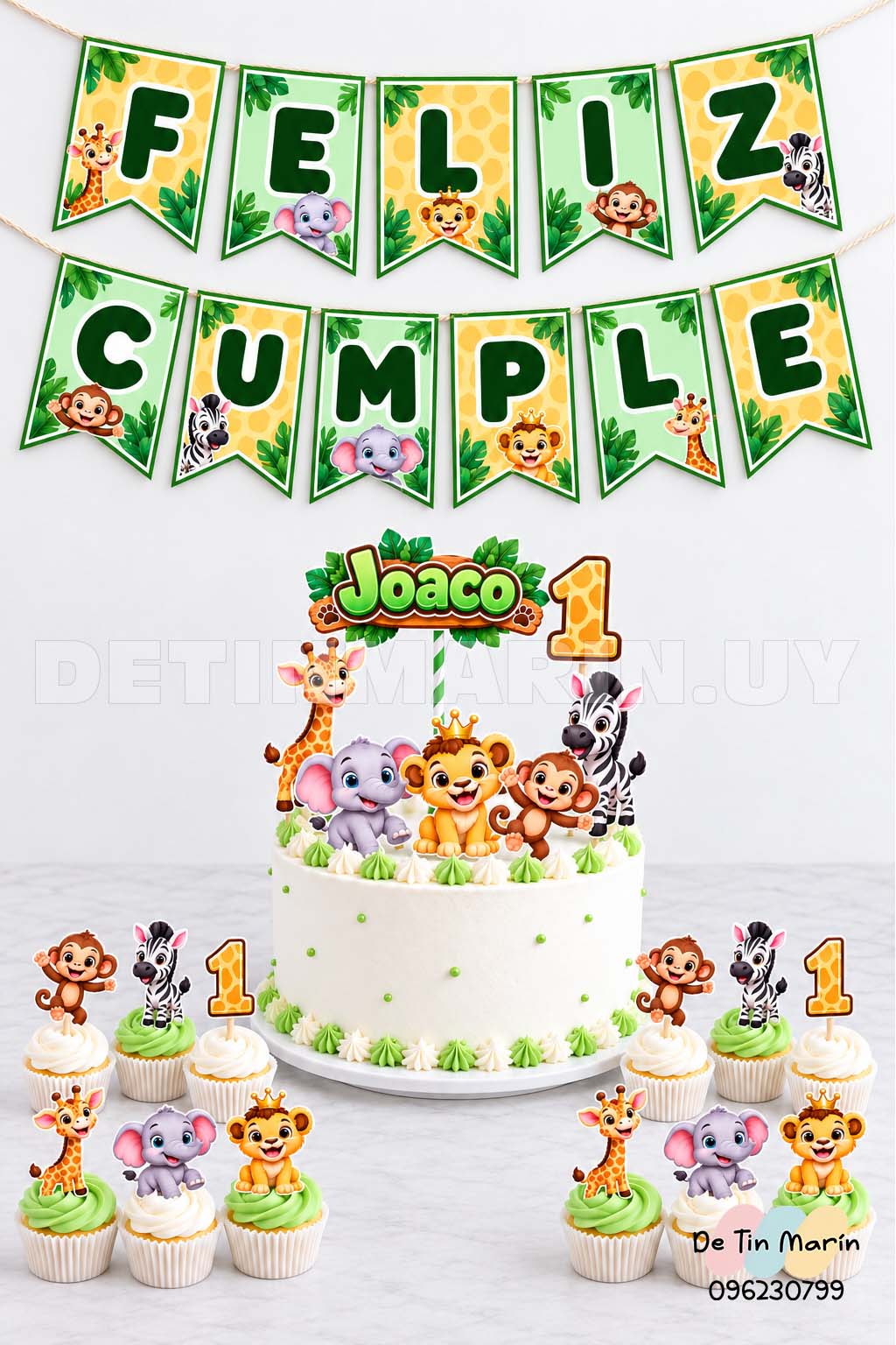 Banderines decorativos para colgar animales safari Feliz Cumple