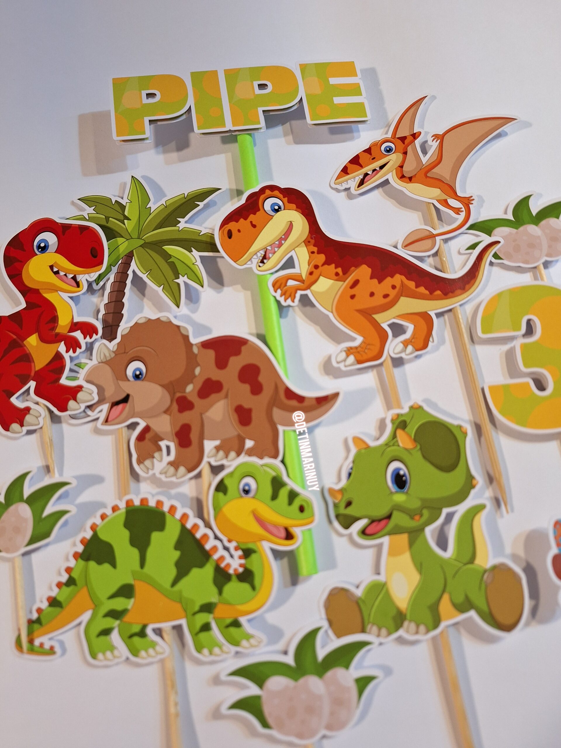 Dinosaurios topper de torta personalizado