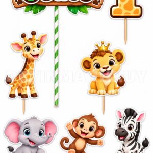 Topper de Torta de Animales Safari Personalizado