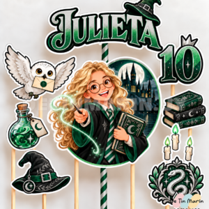 Topper de torta Harry Potter Slytherin Hogwarts de Magia y Hechicería