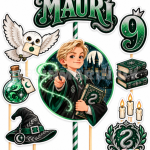 Topper de torta Harry Potter Slytherin Hogwarts de Magia y Hechicería