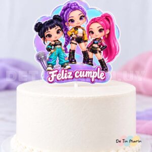 Topper de torta Huntrix Guerreras Kpop chibi