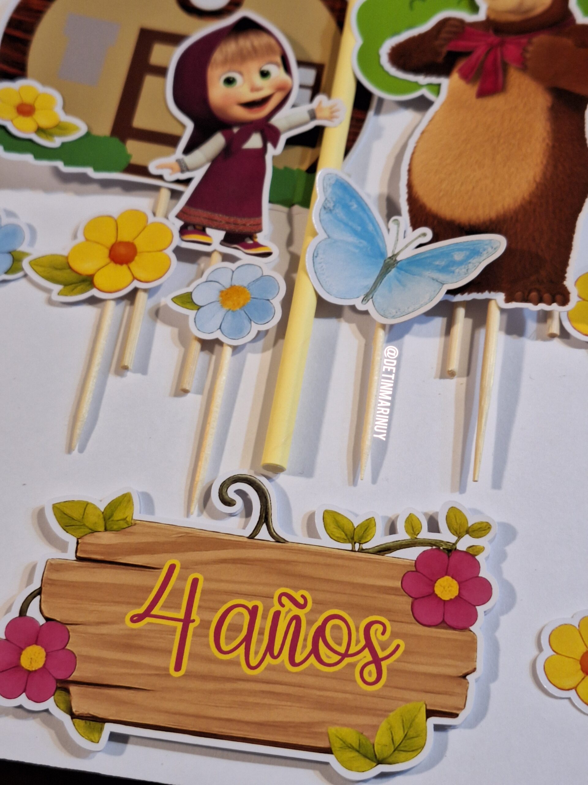 Topper para torta de Masha y el Oso personalizado - Imagen 5