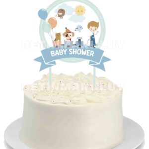 Topper de torta basico trencito baby shower en torta De Tin Marin