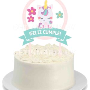 Topper de torta basico unicornia rosa De Tin Marin