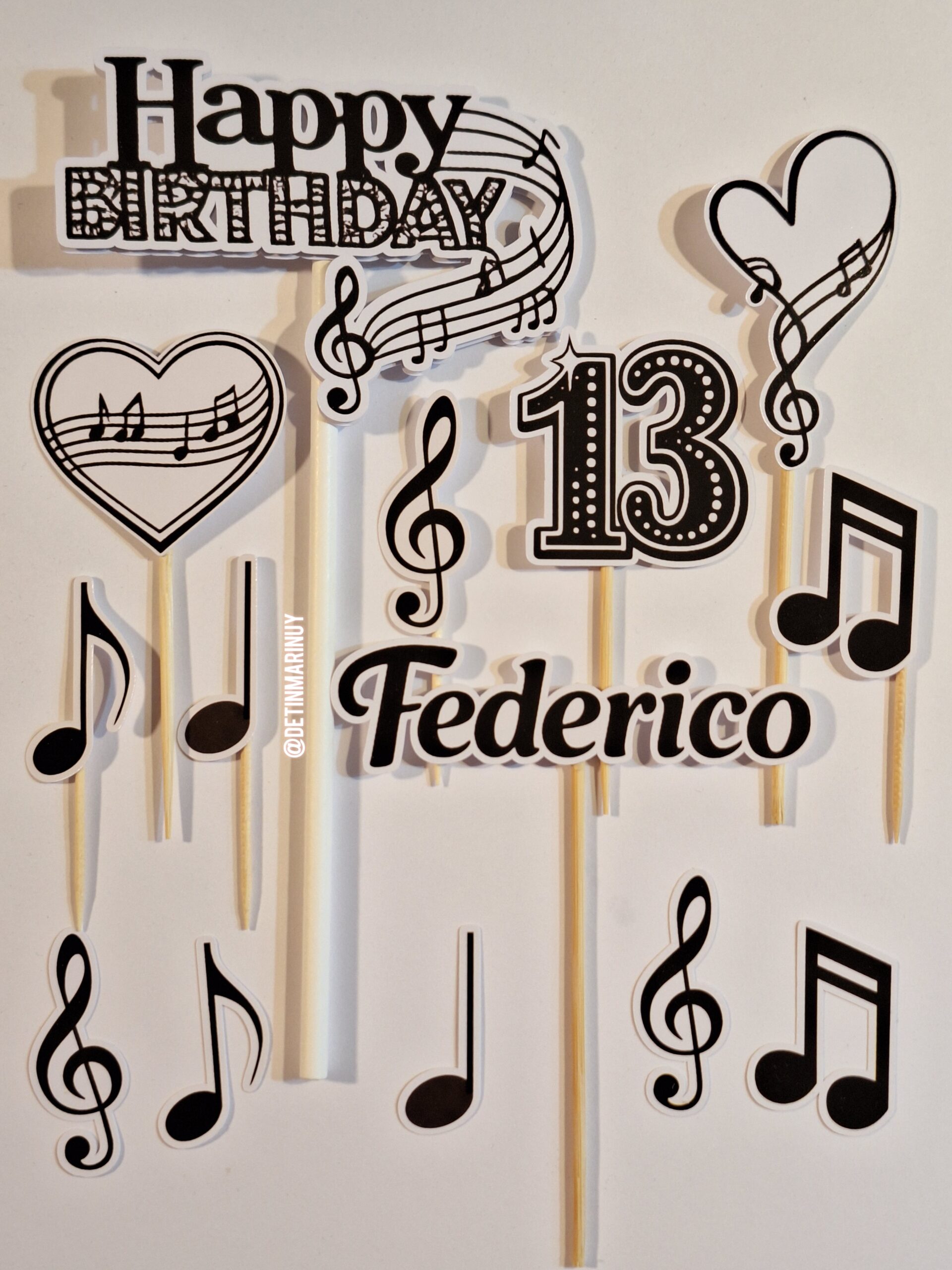 Topper de torta de notas musicales musica personalizado