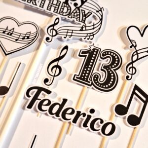 Topper de torta de notas musicales musica personalizado