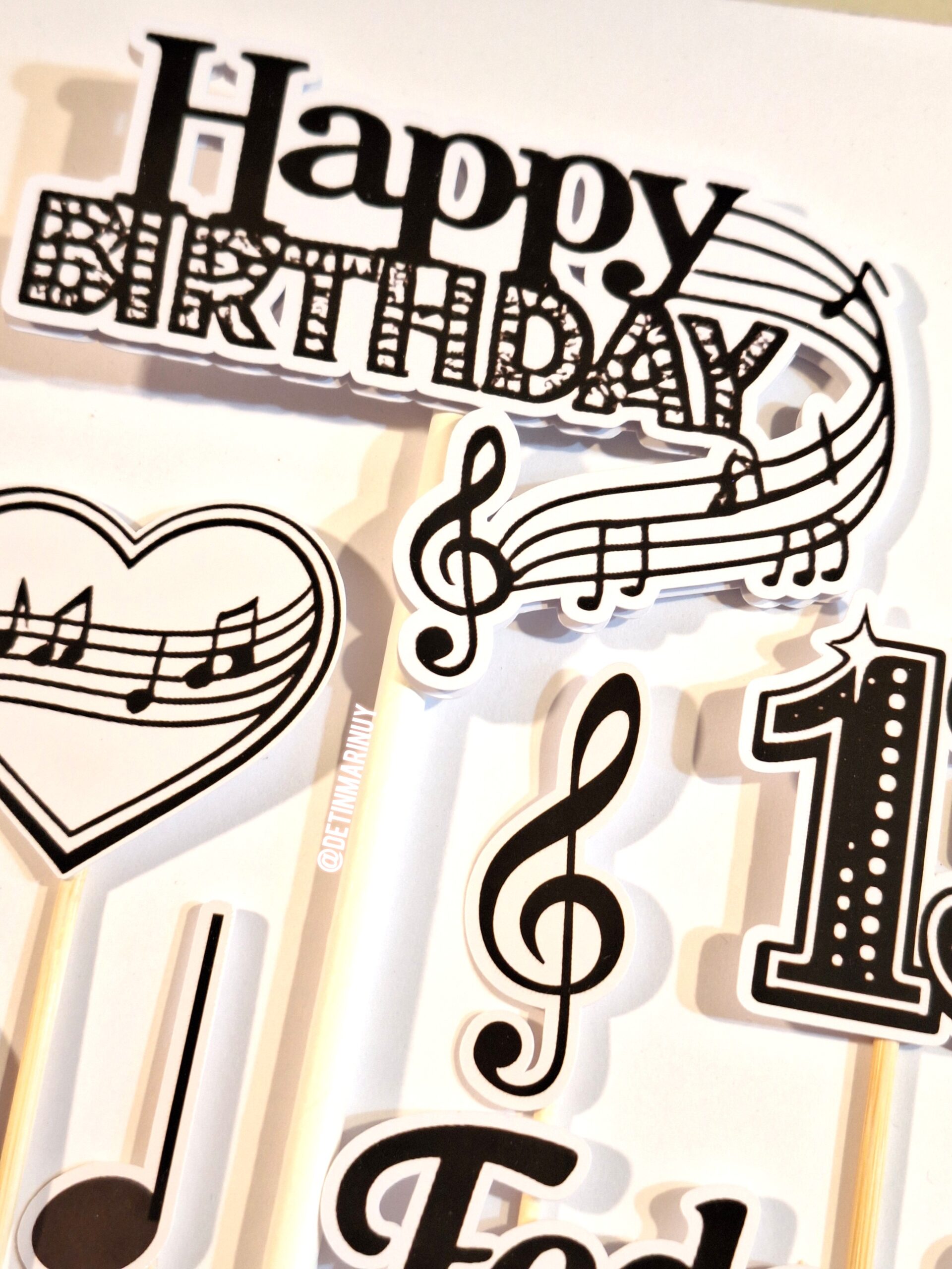 Topper de torta de notas musicales musica personalizado