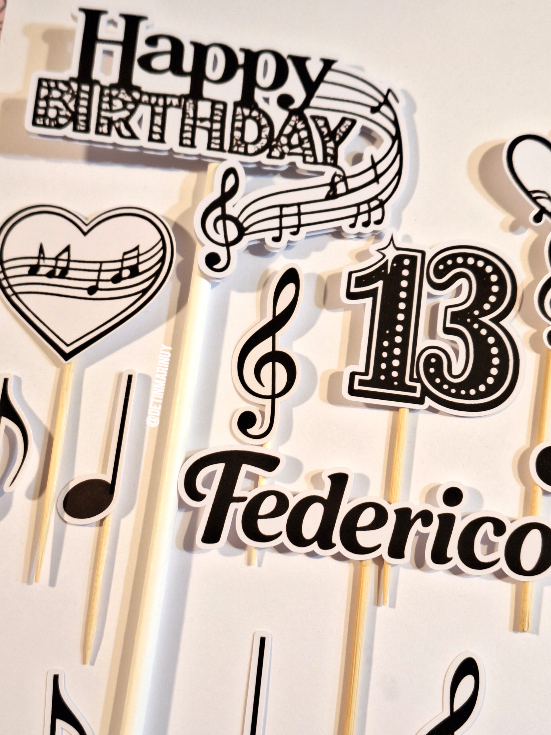 Topper de torta de notas musicales musica personalizado