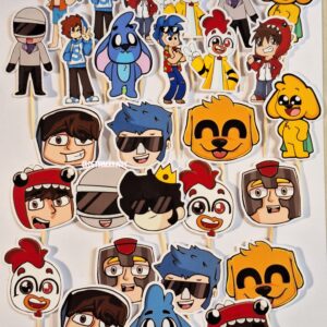 Toppers para cupcakes de Mikecrack y Los Compas x 12