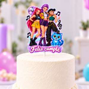 Adorno para torta Huntrix Guerreras Kpop Feliz cumple