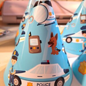 policias gorritos de cumpleaños