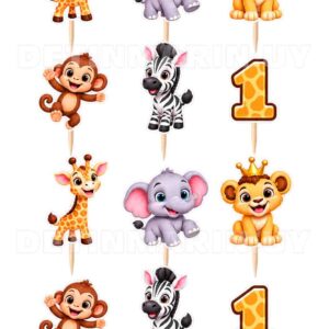 toppers de cupcakes animales safari